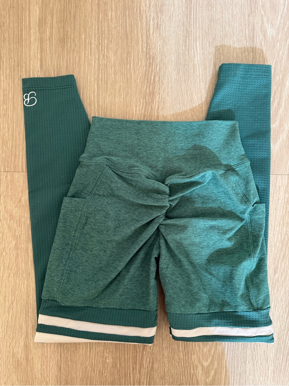 Bombshell Sportswear Scrunch Thigh Highs in Green and White
